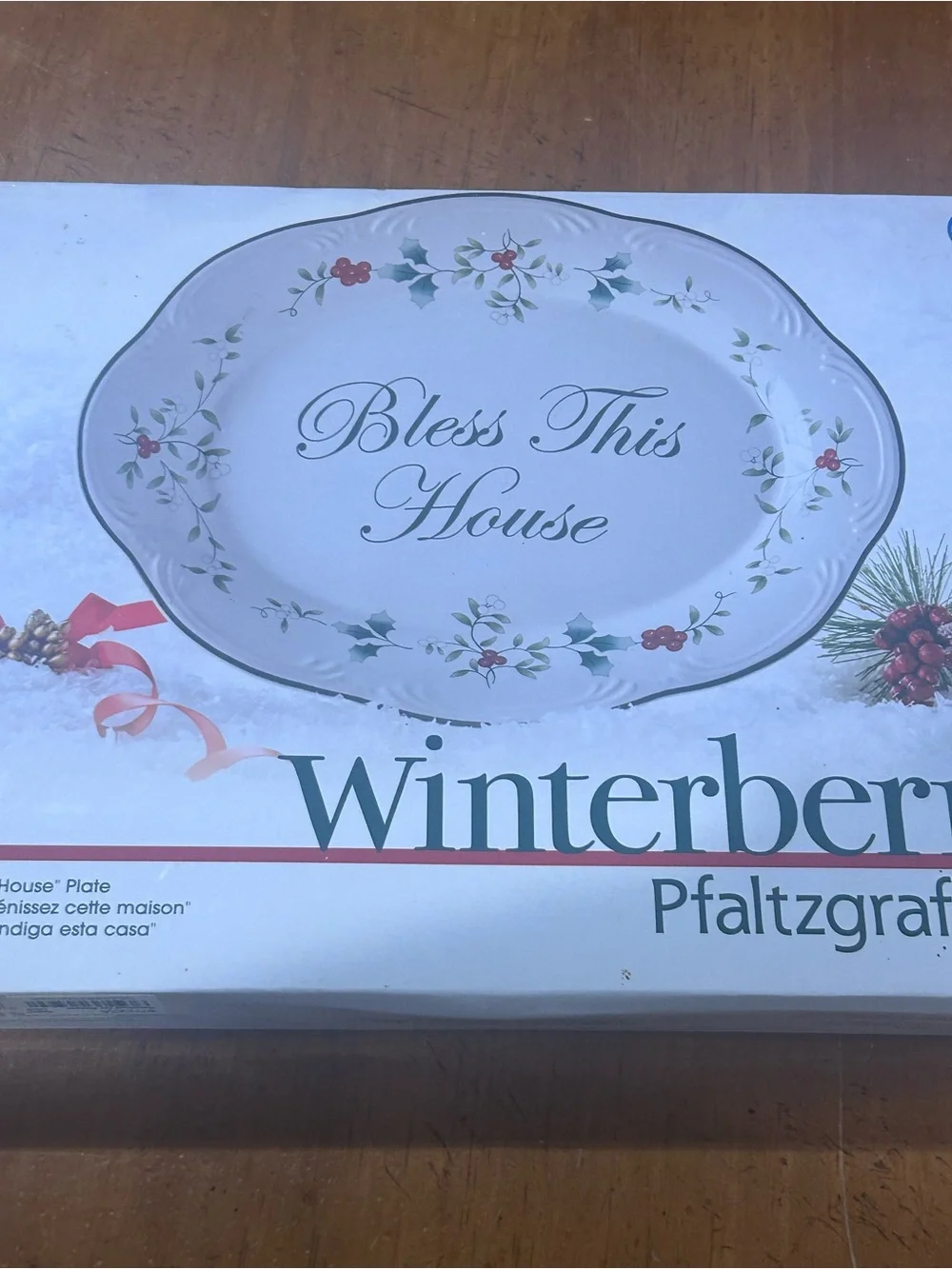 PFALTZGRAFF  ONE WINTERBERRY  11” SERVING PLATTER BLESS THIS HOUSE NIB